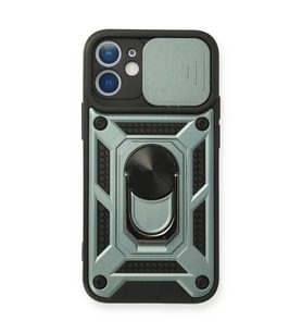Apple iPhone 12 Mini Kılıf Pars Lens Yüzüklü Silikon - Yeşil