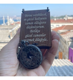 Kişiye Özel  Mekanik Dişli Tasarımlı Retro Köstekli Cep Saati-1