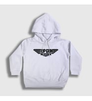 Presmono Unisex Çocuk Beyaz Logo Maverick Tom Cruise Pilot Film Top Gun Kapüşonlu Sweatshirt 459620tt (Beyaz)