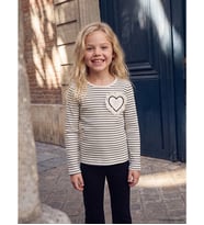 LCW Kids Siyah Çizgili Kız Çocuk Uzun Kollu Tişört