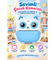 SY S5 Mavi Şipşak Baskılı Çocuk Kamera HD Video Çekim Özellikli Dijital Fotoğraf Makinesi