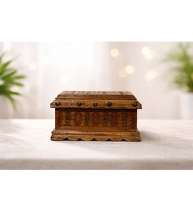 Ahşap Ceviz Oyma Takı Sandığı (20,5X12X11,5)