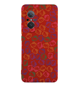Huawei Nova 9SE Uyumlu Lansman Kılıf Hello Kitty Tasarımlı İçi Kadife Kapak-Kırmızı (Şeffaf)