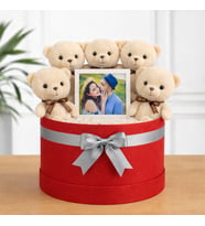 Kırmızı Kutuda Pelüş Ayıcık Buketi Kolye  Hediyeli