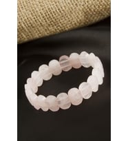 Oval Kesim Orjinal Pembe Kuvars Doğaltaşlı Bileklik