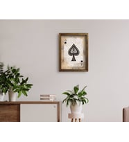 BK Home İskambil Tasarımlı Doğal Masif Ahşap Çerçeveli Tablo 45x65cm-1