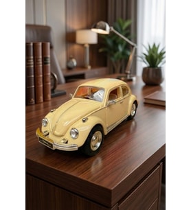 Nostaljik Beetle Vosvos Oyuncak Araba - 17cm Büyük Boy - Sesli Işıklı ve Sürtmeli - Sarı Model Araba