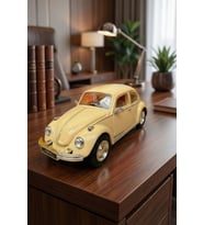 Nostaljik Beetle Vosvos Oyuncak Araba - 17cm Büyük Boy - Sesli Işıklı ve Sürtmeli - Sarı Model Araba
