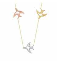 Kırlangıç Altın Kolye 14K Tricolor Gold
