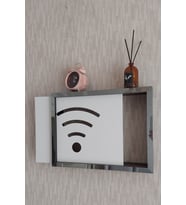 25x35x7 cm Wifi Desenli Siyah-Füme Duvara Asılabilir Sigorta ve Modem-Wifi Saklama Kutusu! Saklama Kutusu