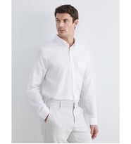 LCWAIKIKI Classic Beyaz Regular Fit Keten Karışımlı Erkek Basic Gömlek