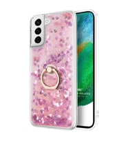 Microsonic Samsung Galaxy S21 FE Kılıf Glitter Liquid Holder Pembe