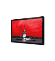 Kırmızı Gökyüzü ve Kız Kulesi Çerçeveli Mdf Tablo
