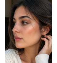 925 Ayar Gümüş 3 Taşlı Halka Burun Hızması Piercing 1 Cm Minimal Unisex Nose Hoop Gümüş Ren
