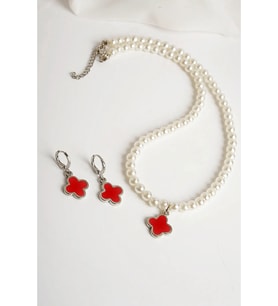 Van Cleef Model İnci Kolye Küpe Takım