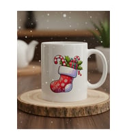 "Hediye Çorabı Christmas Yılbaşı" Baskılı Hediye Özel Tasarım Kupa Bardak (Beyaz)