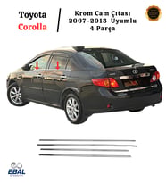 Toyota Corolla Krom Cam Çıtası 4 Parça 2007-2013 Paslanmaz Çelik