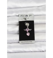 316L Cerrahi Çelik Pembe Zirkon Taşlı Kanat Model Göbek Piercing TJ-PR1405