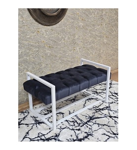 Beyaz Boyalı Metal 80 cm Puf Bench - Antre Puf - Hol Bench - Puf - Oturak - Bench Füme Renk 90 x 45 Boyut/Ebat (Çok Renkli)