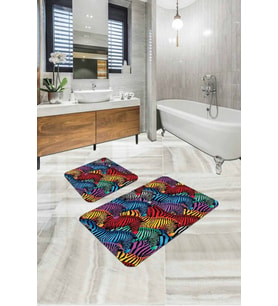 Renkli Hayvan Temalı Banyo Halısı Klozet Paspas Seti BS311