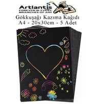 Sihirli Gökkuşağı Kazıma Kağıdı A4 5 Yaprak 1 Paket 20x30 cm Siyah Sihirli Kağıt Rainbow Paper