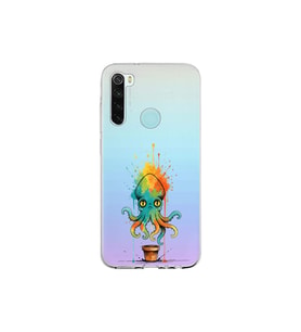 Redmi Note 8 ile uyumlu Splash ahtapot tasarımlı şeffaf silikon kılıf