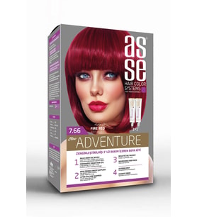 Asse Adventure Set Saç Boyası, Kalıcı ve Canlı Renkler 1+1 Kullanım Seti No7.66 Ateş Kızılı