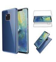 Huawei Mate 20 Pro 360 Derece Kılıf Silikon Şeffaf Ön Arka