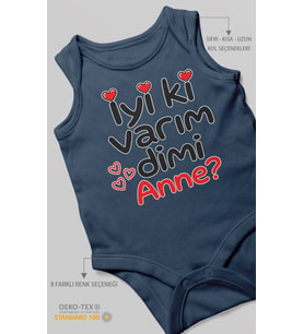 İyi Ki Varım Dimi Anne? Sıfır Kol Bebek Zıbını %100 Pamuk