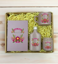 BK Gift Kişiye Özel İsimli DTF Anne Temalı Mat Gri Defter & Kahve Fincanı & Kolonya & Mum Hediye Seti-6, Anneye Hediye, Anneler Günü Hediyesi