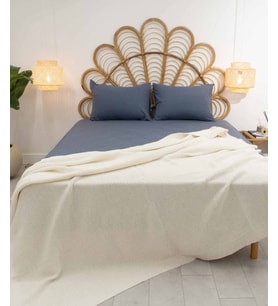 Koza Home Miel Krem Çift Kişilik Kenarı Ponponlu Battaniye 200x220 37100