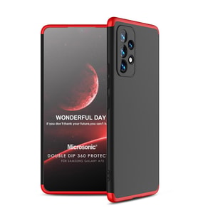 Microsonic Samsung Galaxy A73 5G Kılıf Double Dip 360 Protective Siyah Kırmızı (Siyah-Kırmızı)
