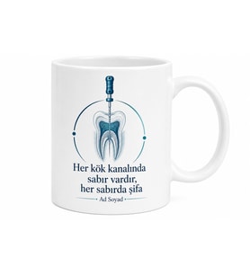 Endodonti Kanal Tedavisi Uzmanına Kök Kanalı Temalı Özel Tasarım Porselen Kupa Hediye Bardak