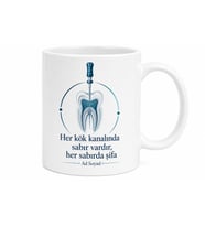 Endodonti Kanal Tedavisi Uzmanına Kök Kanalı Temalı Özel Tasarım Porselen Kupa Hediye Bardak