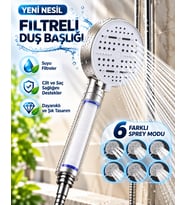 6 Modlu Filtreli Duş Başlığı Büyük Panel Su Tasarruflu Çok Fonksiyonlu Beyaz Duş Başlığı
