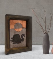 BK Gift Kuğu Tasarımlı Dekoratif Doğal Masif Ahşap Çerçeve 15x20cm-1 (Beyaz)