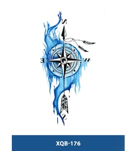 XQB-176 ORTA BOY MAVİ PUSULA VE OK DESEN GEÇİCİ DÖVME-TATTO