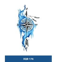 XQB-176 ORTA BOY MAVİ PUSULA VE OK DESEN GEÇİCİ DÖVME-TATTO
