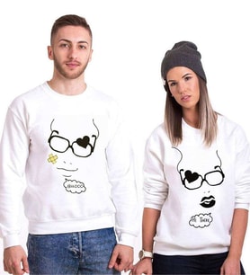 Tshirthane Hello Sevgili Kombinleri Sweatshirt Kombini (Tek Ürün Fiyatıdır.)