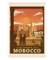 Fas - Retro Seyahat Posteri Sanat Tablo Ahşap Poster Dekoratif