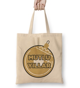 Yılbaşı Yeni Yıl Konseptli Mutlu Yıllar Hediye 09 Bez Çanta Uzun Saplı