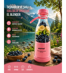 380 ml USB Şarjlı Mini Blender Günlük Kullanıma Uygun