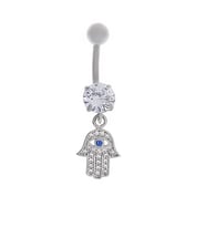 Kadın Tektaş ve Göz Detay Fatma Eli Model Çelik Piercing (Gümüş Gri)