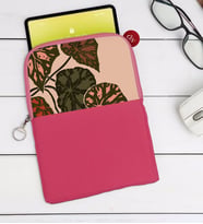 BK Gift Yapraklar Tasarımlı Taşınabilir Koruyucu Tablet Kılıfı & Organizer Çanta - Pembe-1