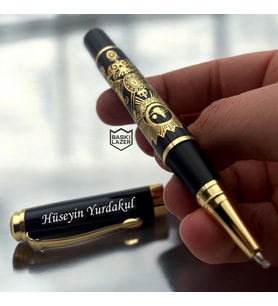 Kişiye Özel Lüks Osmanlı Arması Temalı Metal Roller İmza Kalemi