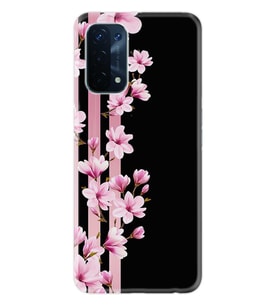 Kılıfland Oppo A74 Kılıf Desenli Silikon Resimli Kapak Pink Flowers 3 Kılıf 1393