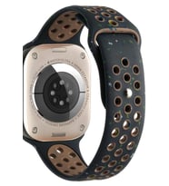 Apple Watch 44 mm KRD-02 Suya Dayanıklı Delikli Renkli Silikon Kordon (Siyah)