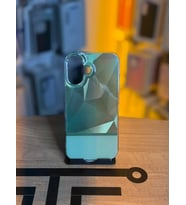iPhone 16 Uyumlu Kristal Görünümlü Geometrik Desenli Parlak Kılıf (Açık Yeşil)