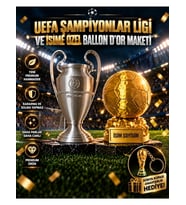 Şampiyonlar Ligi Kupası ve İsime Özel Ballon d'Or Maketi Seti Dünya Kupası Anahtarlık Hediyeli