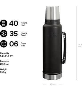 Stanley Classic Legendary Vakumlu Termos 1.4 Litre - Siyah 2.0 Paslanmaz Çelik